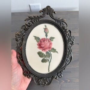 Vintage needle point in metal frame